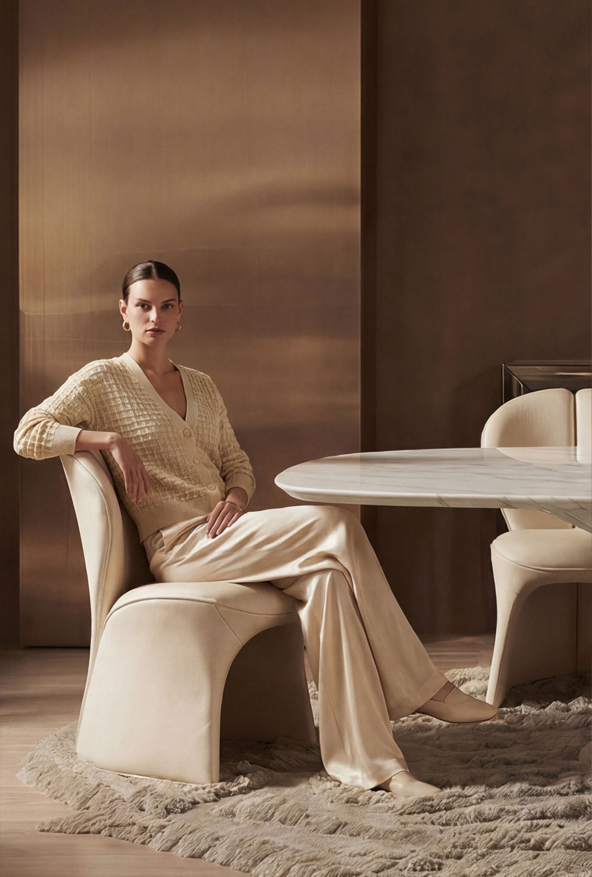 Miarea Sculptural Leather Dining Chair