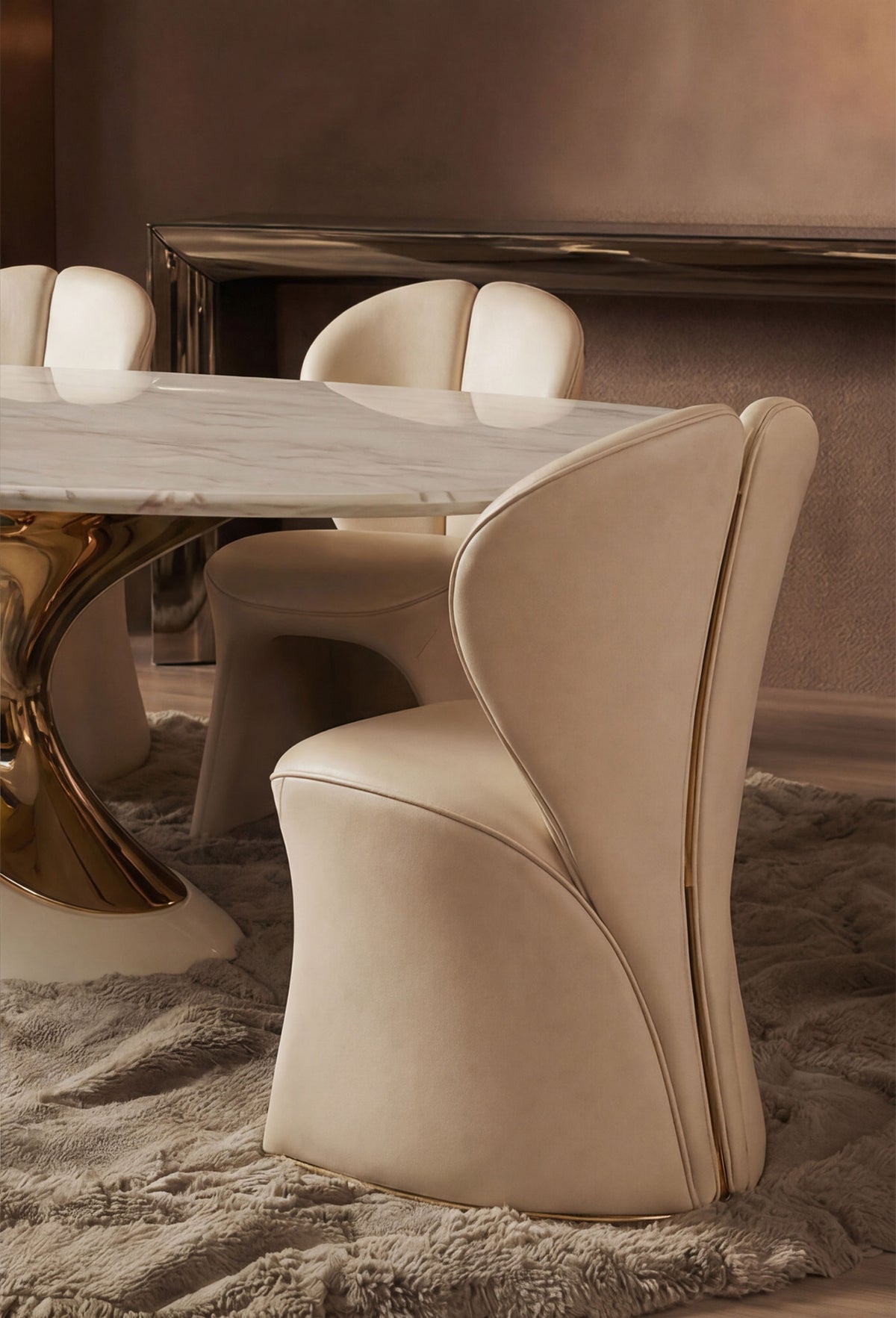 Miarea Sculptural Leather Dining Chair