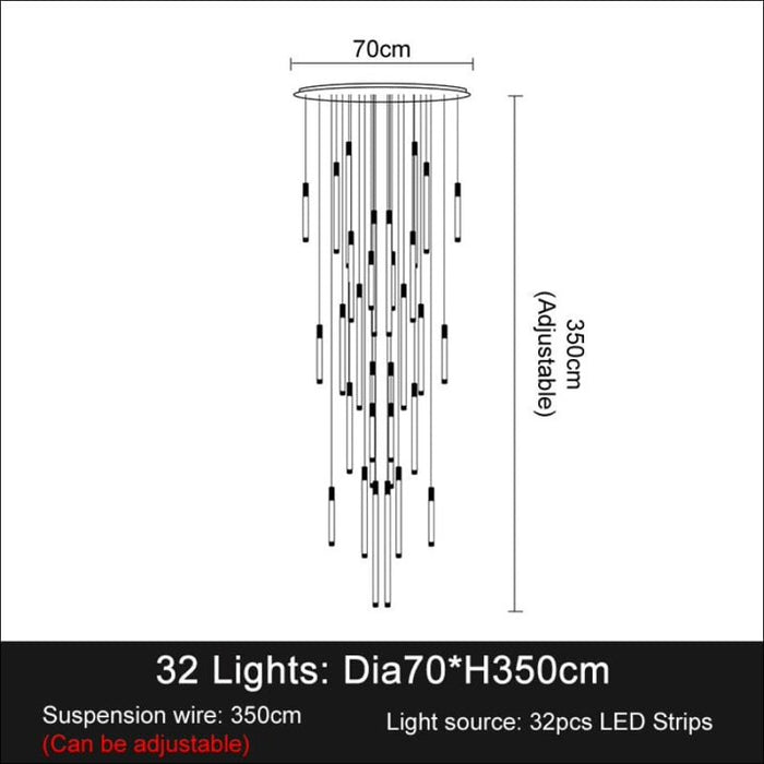 Rylight 18/26/32-Light LED Glass Droplet Chandelier
