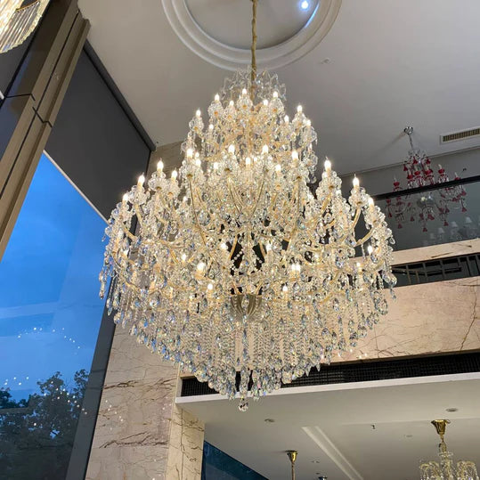 Rylight Extra Large Traditional Multi-layers Candle Branch Chrome/Gold Crystal Chandelier