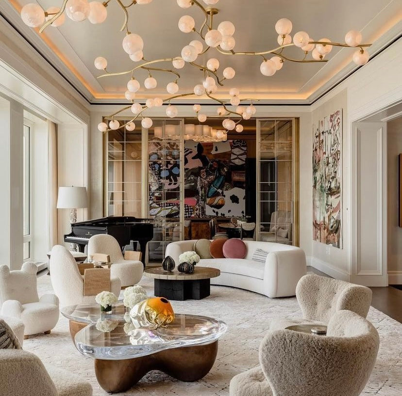 Rylight Modern Pearl-like Glass Globes Chandelier