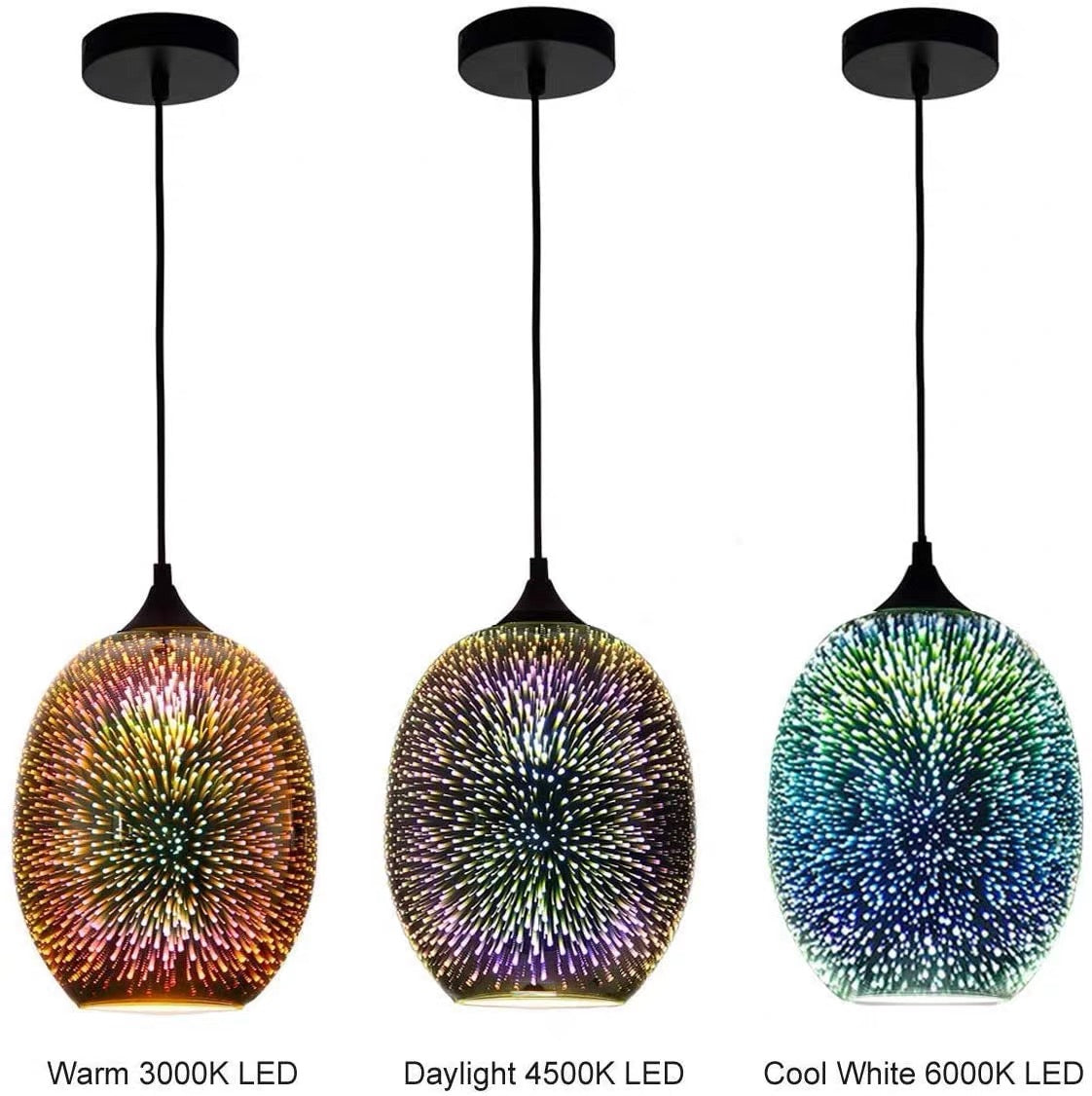 Rylight 3D kleurrijke glazen vuurwerkkunst hanglamp