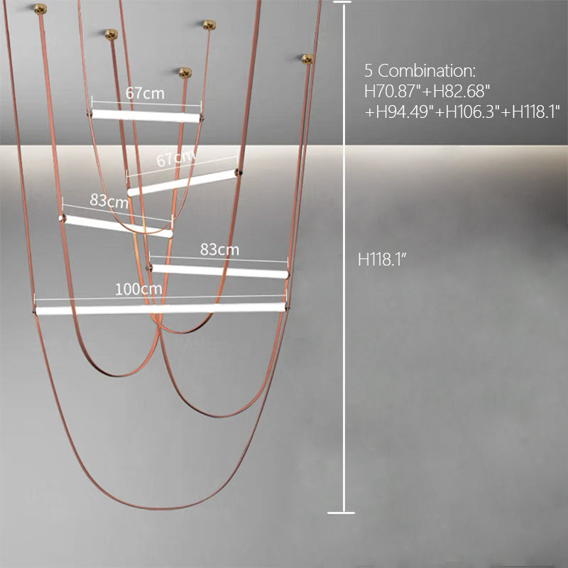 Rylight Designer U-shaped Belt Lamp LED Glass Tube Chandelier