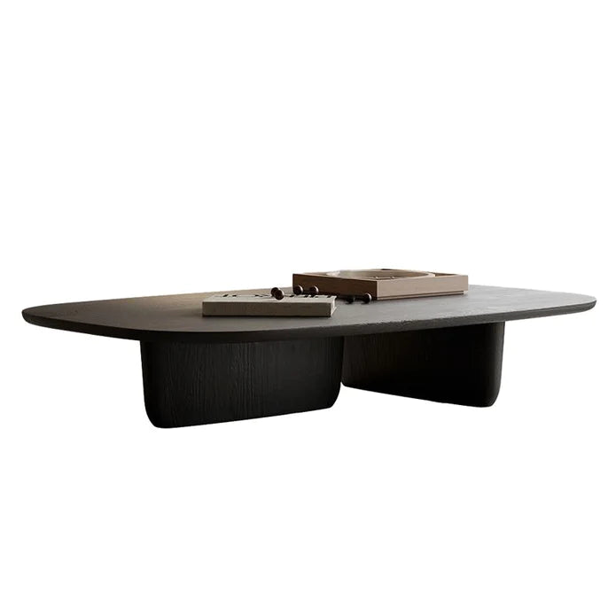 Oval Black/Brown Modern Coffee Table in Wood