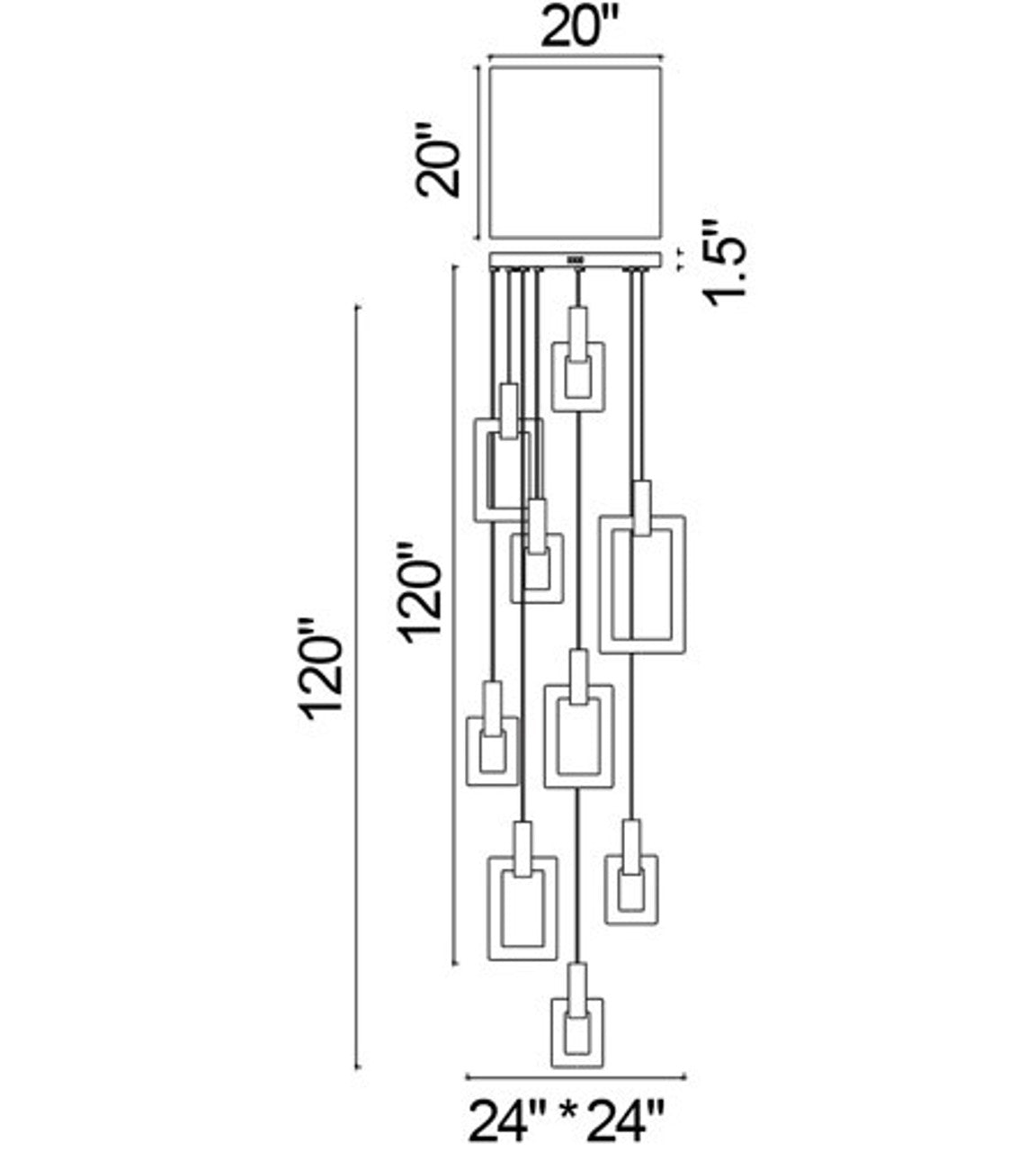 Rylight Modern Minimalist Rectangular LED Pendant with White Oak Finish