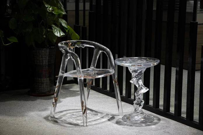 Transparent Acrylic Resin Ripple Coffee Table/Chair