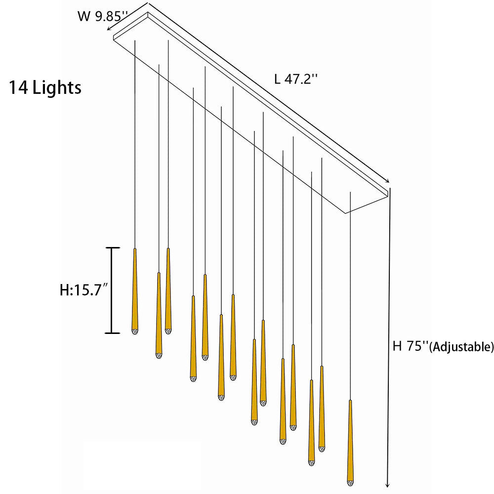 Rylight 10/12/14/18/30 - قلادة جزيرة المطبخ الخفيفة بلمسة نهائية من النحاس