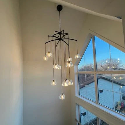 Moderne ronde regendruppel glazen kroonluchter