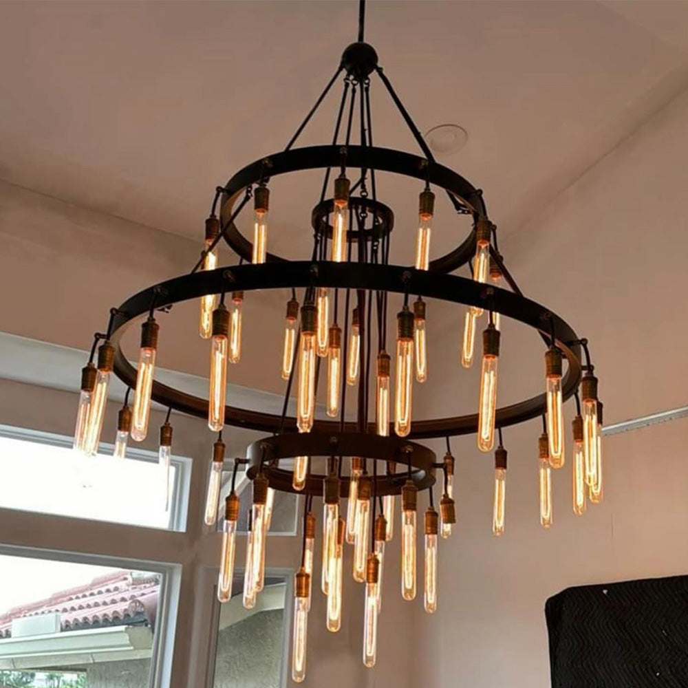 Rylight 3-Tier Ring Chandelier With Black/Bronze Color