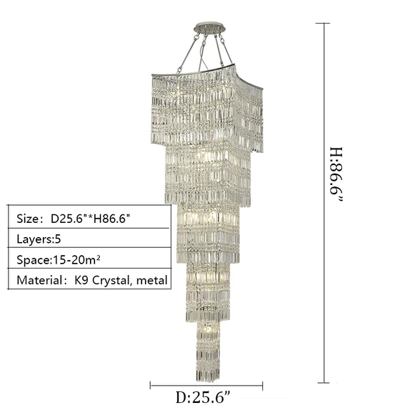 Rylight 4/5-Layer Vertical Crystal Chandelier