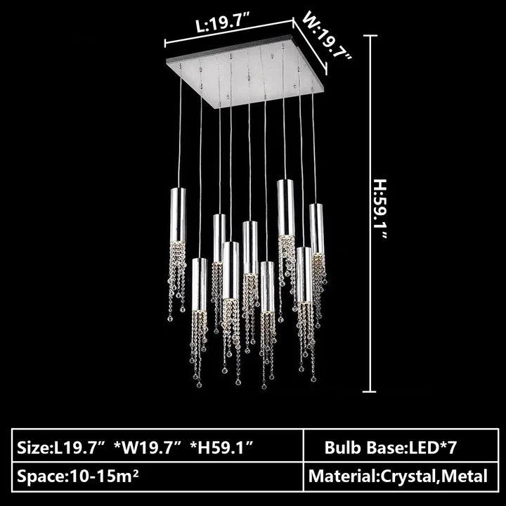 Rylight 7/9/12/18/21/27/38-Light Italian Modern Creative Silver Pendant Light Fixture