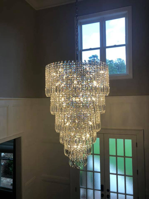 Rylight 30-Light 6-Tier Round Waterfall Crystal Chandelier