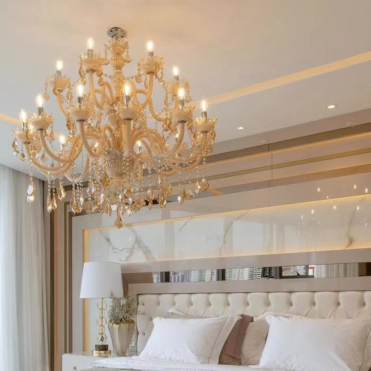 Rylight Retro 8/10/12/15/18/24-lichts kaars-kristallen kroonluchter