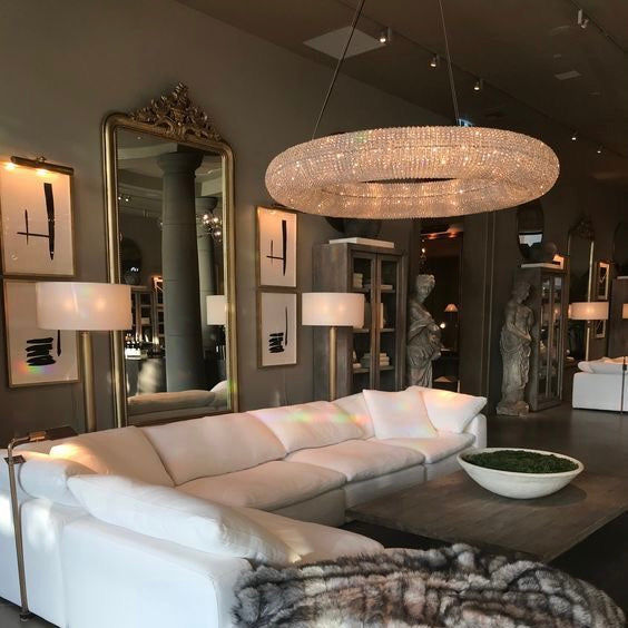 Rylight 9/12/16/18/25/30-ثريا حلقية كريستالية خفيفة باللون الفضي/الذهبي