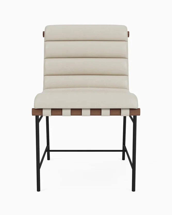 Bouclé/lederen eetkamerstoelen