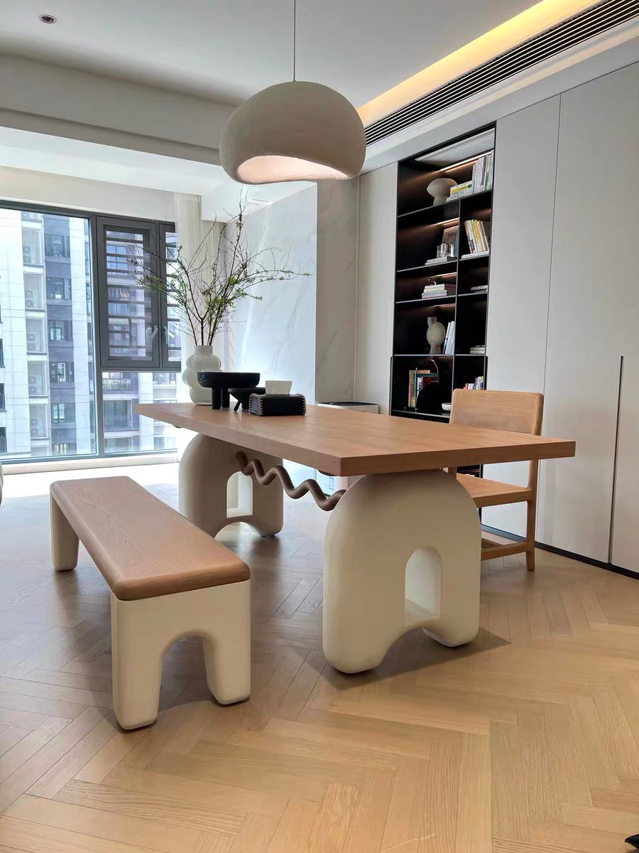 Rylight French Cream Style Solid Wood Dining Table