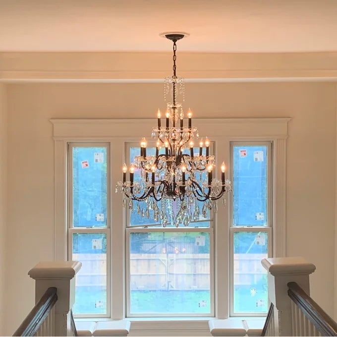 Rylight 3-Tier&24-Lights Luxury Crystal Candle Chandelier