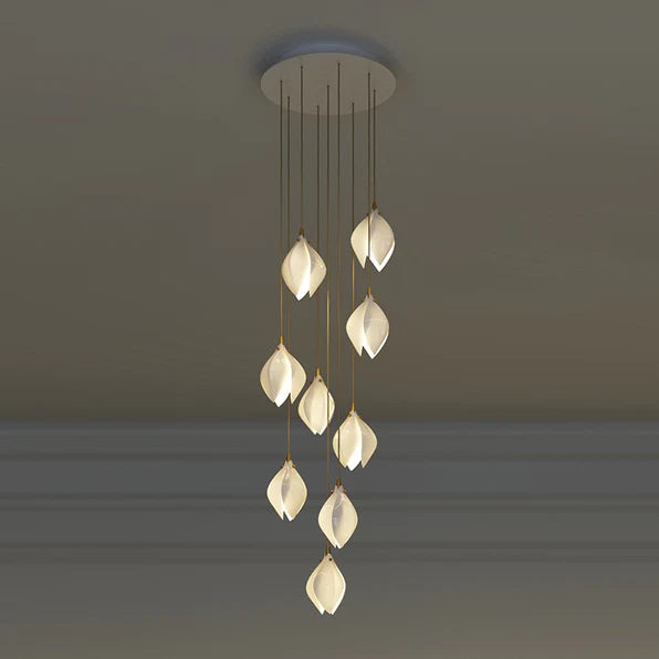 Rylight 3/9/18/32/36/70-Light Nordic Magnolia Flower Ceramics Pendant Long Chandelier
