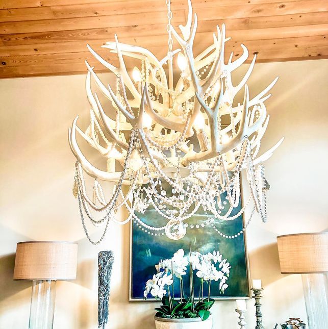 Rylight 2-Tier Pure White Antler Chandelier
