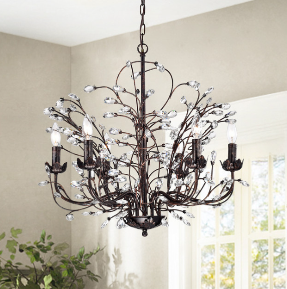 Rylight nieuwe stijl kristallen kaarskroonluchter in donkere lakafwerking