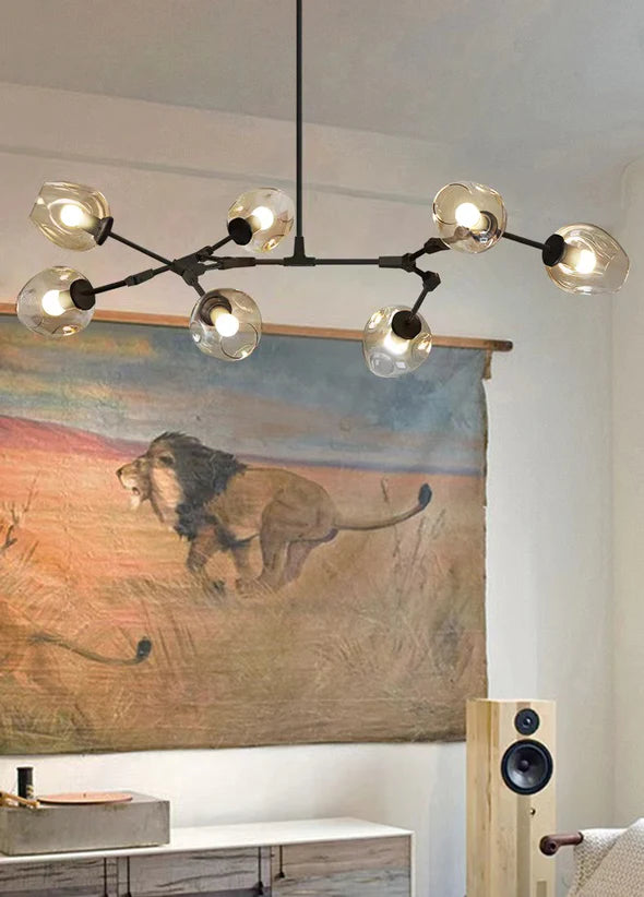 Rylight Simple Industrial Branch Glass Pendant Chandelier