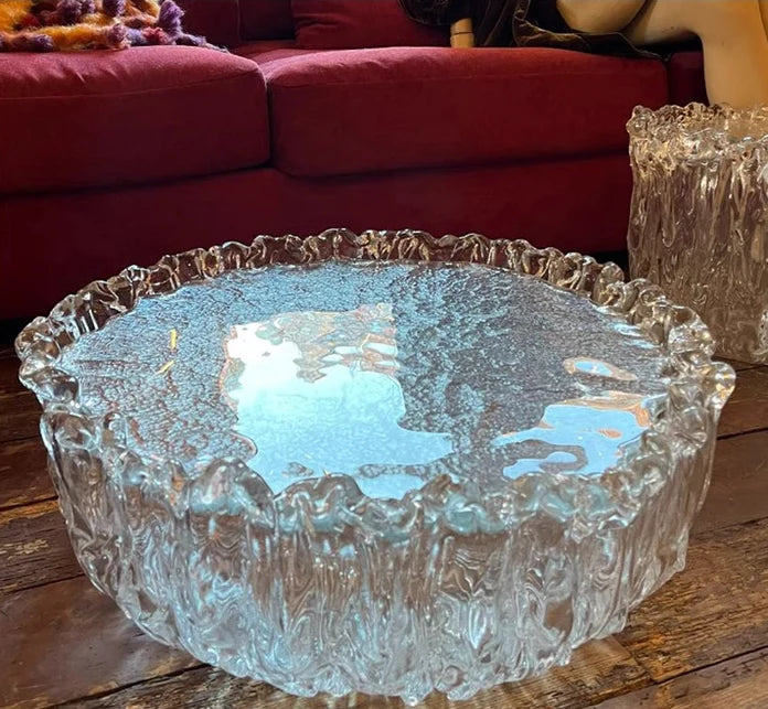 Transparent Ripple Resin Fountain Coffee Table