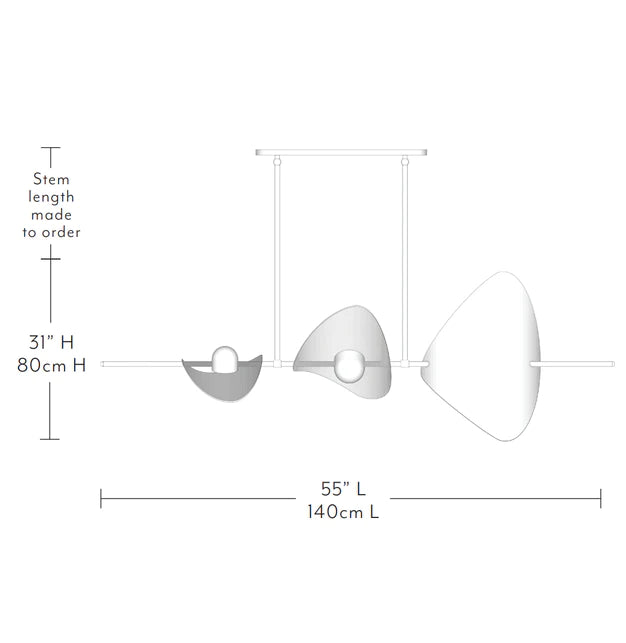 Rylight 3-Light Minimalist Linear Brass Chandelier