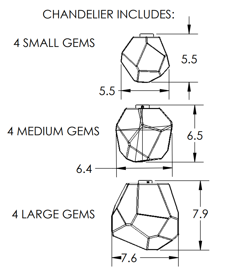 Rylight Gem Hand-blown Glass Square Pendant Chandelier