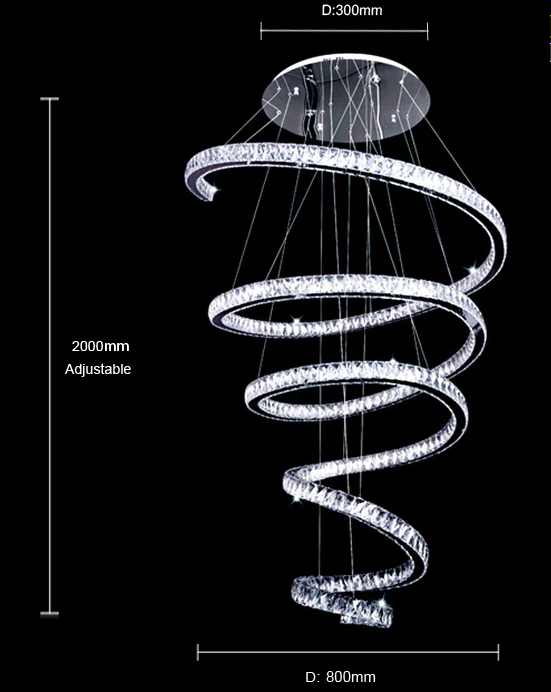 Rylight spiraalvormige kristallen kroonluchter
