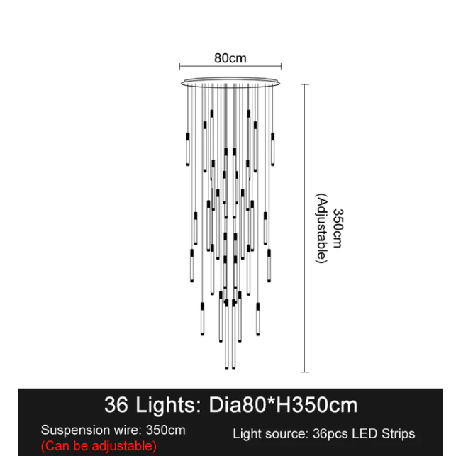 Rylight 18/26/32-Light LED Glass Droplet Chandelier