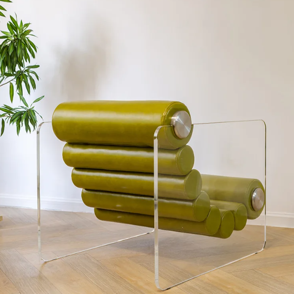 Rylight Italiaanse minimalistische accentstoel met glazen poten