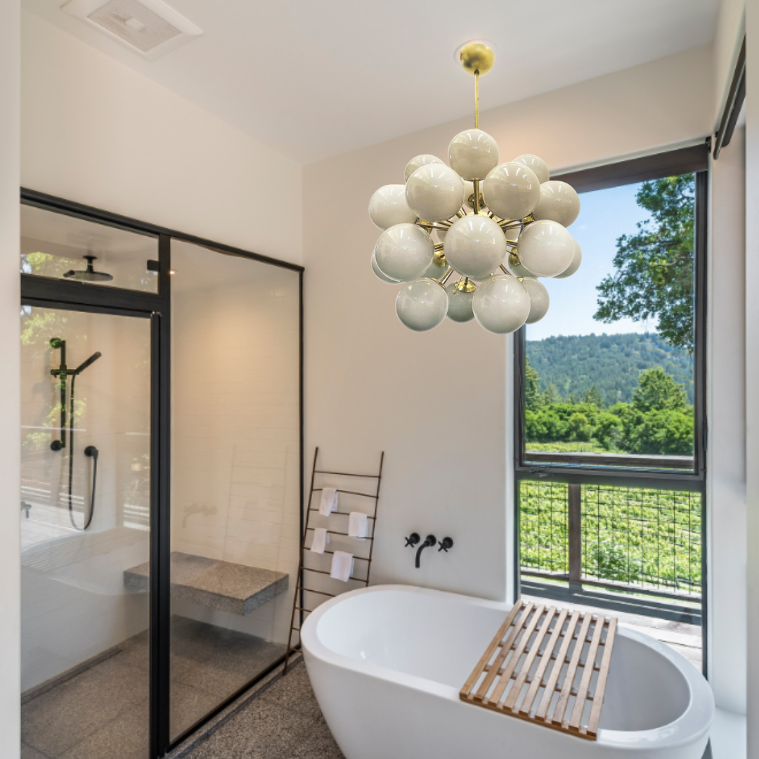 Sputnik White/Purple Grapes Glass Chandelier for Living /Dining Room/Bathroom/Bedroom