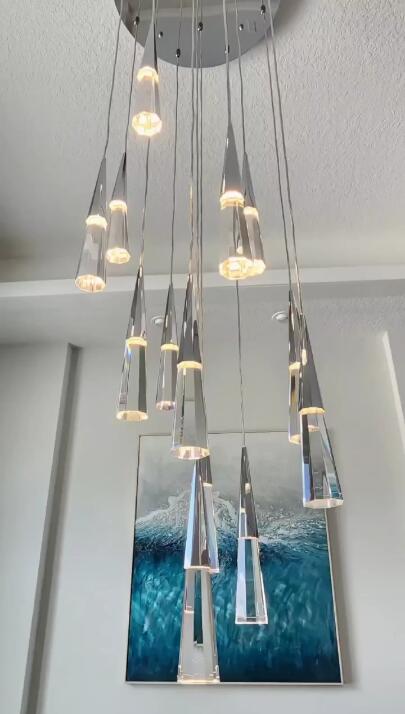 Rylight 1/13/25-licht gepolijst chroom kristallen LED-hanglamp