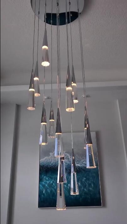 Rylight 1/13/25-licht gepolijst chroom kristallen LED-hanglamp