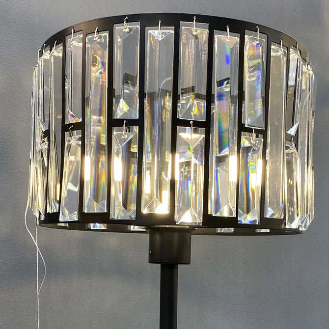 Rylight Black Finish Crystal Table Lamp