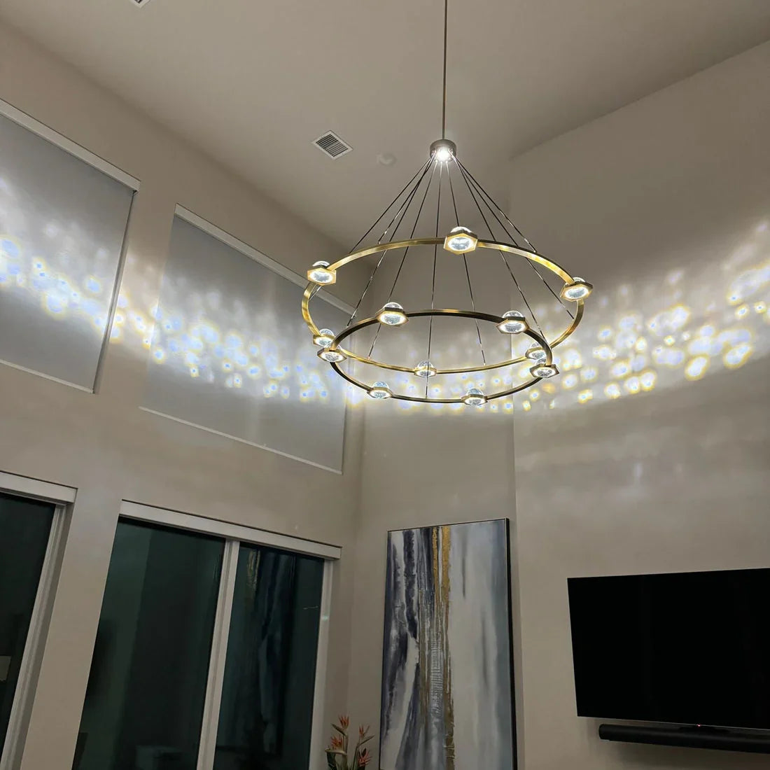 Modern 1/2-Tier Ring Chandelier for Living Room/Bedroom