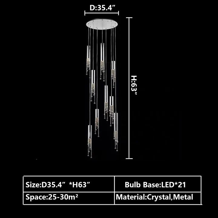 Rylight 7/9/12/18/21/27/38-Light Italian Modern Creative Silver Pendant Light Fixture