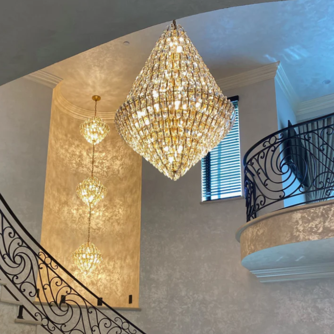 Rylight Multi-Tier Honeycomb Crystal Chandelier