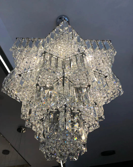 Rylight 4/6-Tier Star-shape Crystal Chandelier in Chrome