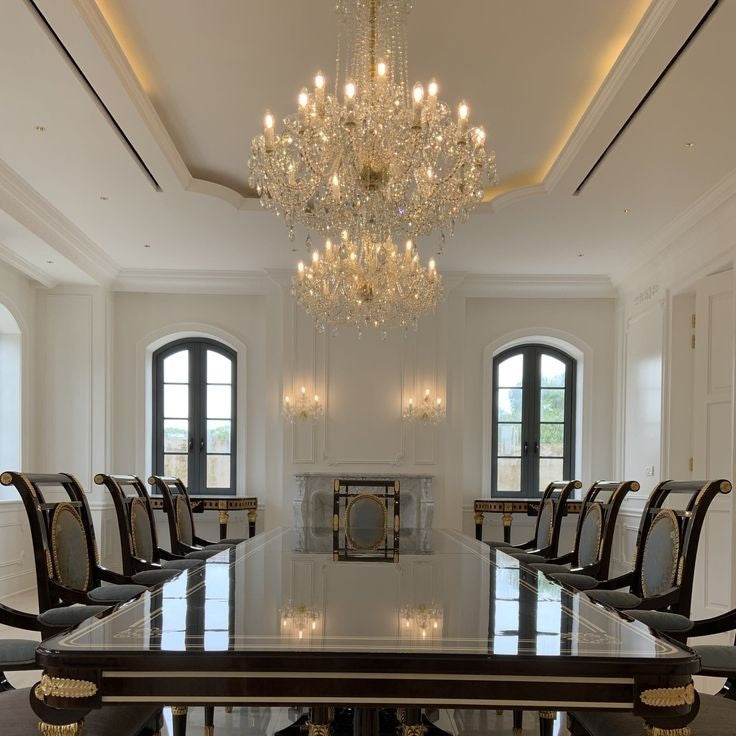 Rylight 6/8/10/12/18-lichte kaars keizerlijke kristallen kroonluchter in zilver/gouden afwerking