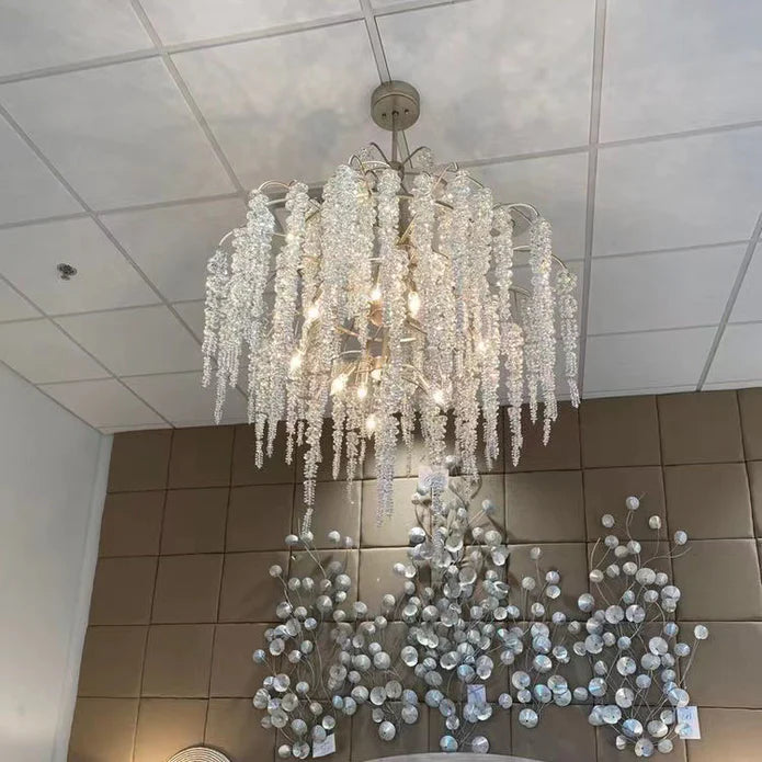 Rylight Elegant Flower Branch Crystal Chandelier in Chrome Finish