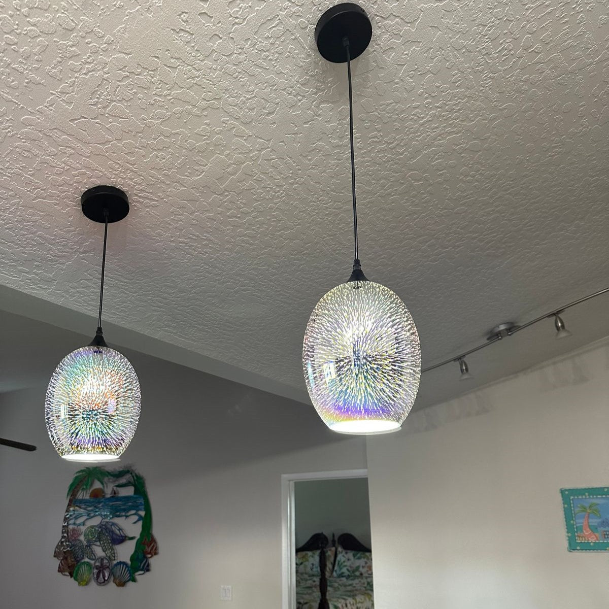 Rylight 3D kleurrijke glazen vuurwerkkunst hanglamp