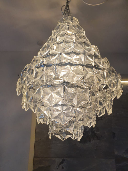 Rylight Pinecone Shaped Multi-tiered Hexagonal Glass Chandelier