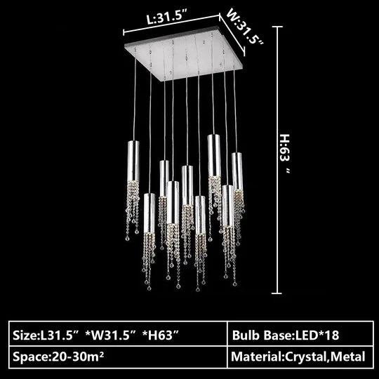 Rylight 7/9/12/18/21/27/38-Light Italian Modern Creative Silver Pendant Light Fixture