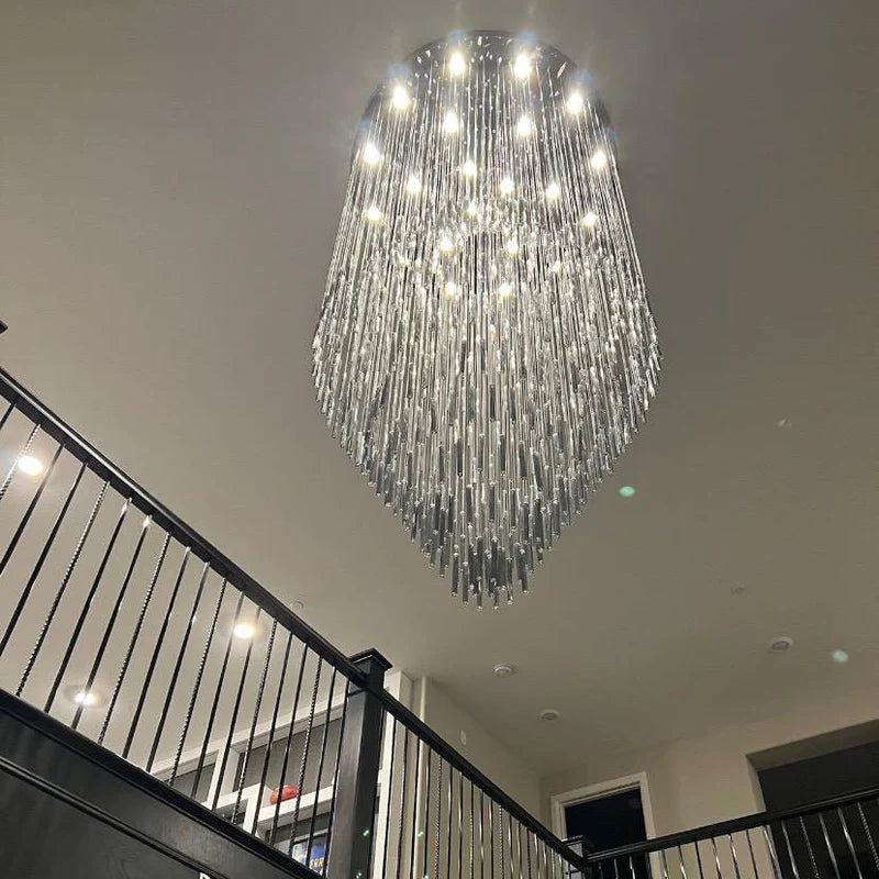 Rylight Multi-Tier Raindrop Crystal Stick Chandelier