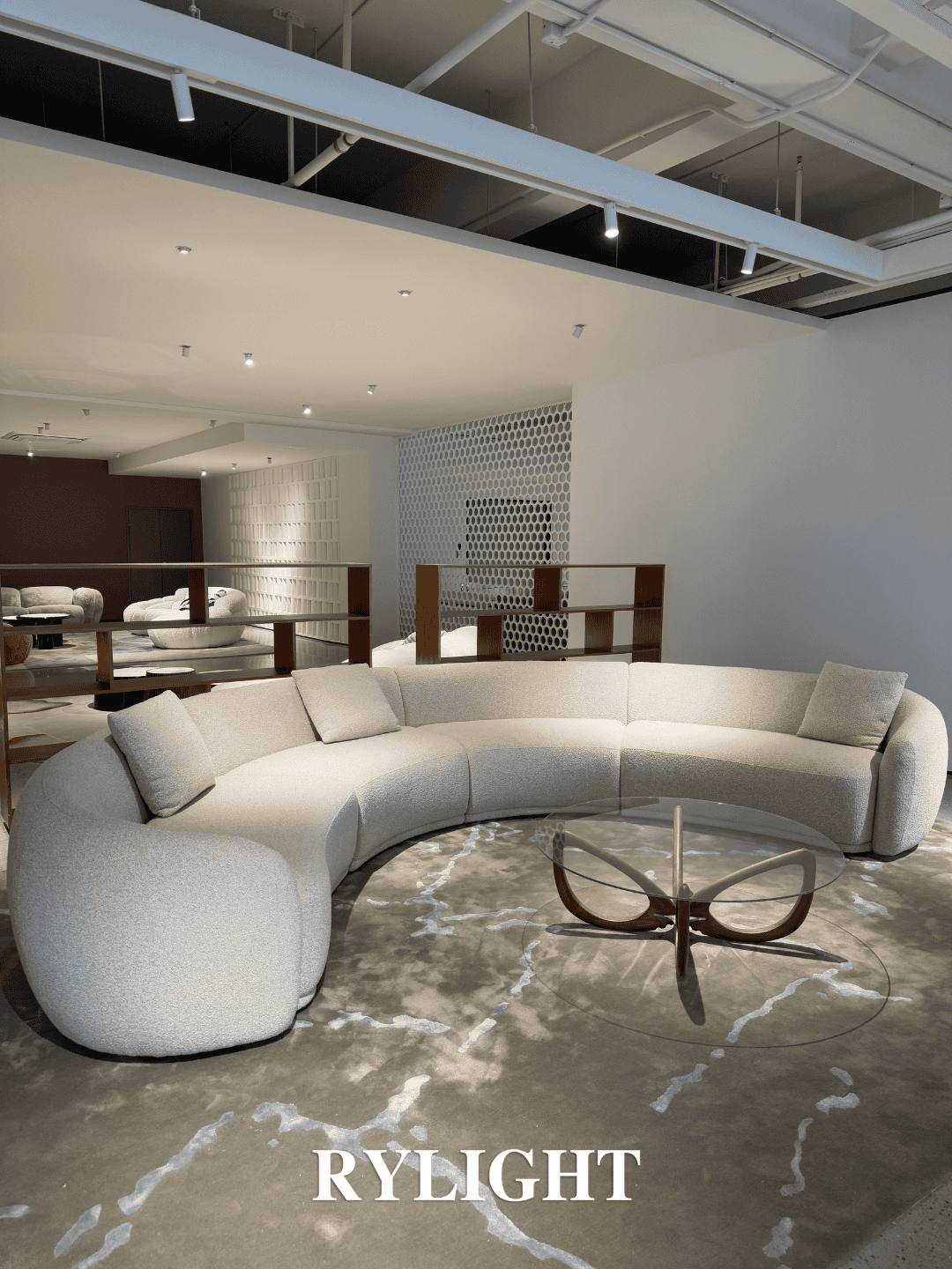 Rylight Moderne Luxe Beige Bouclé Gebogen Sectionele Bank