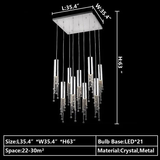 Rylight 7/9/12/18/21/27/38-Light Italian Modern Creative Silver Pendant Light Fixture