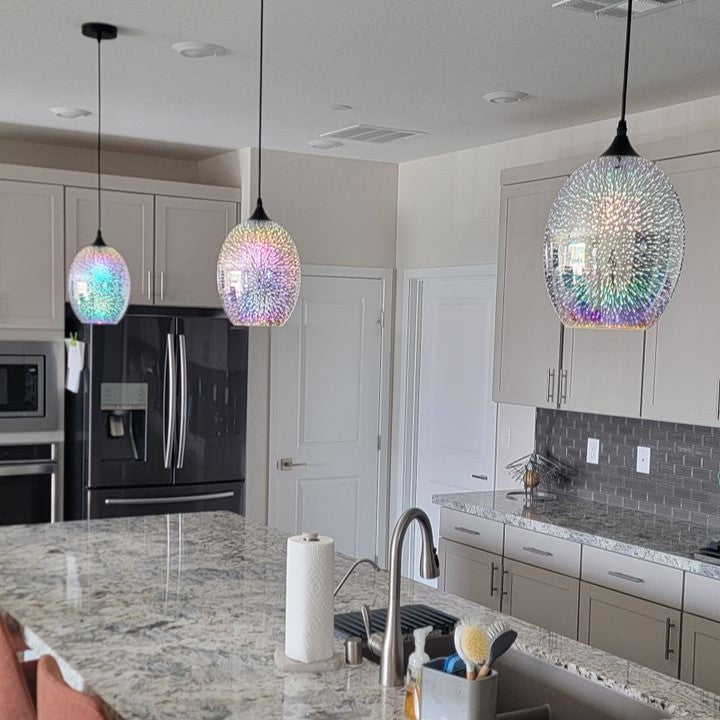 Rylight 3D kleurrijke glazen vuurwerkkunst hanglamp