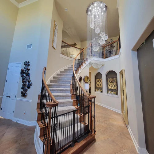 Rylight Designer-recommended Spiral Crystal Raindrop Chandelier