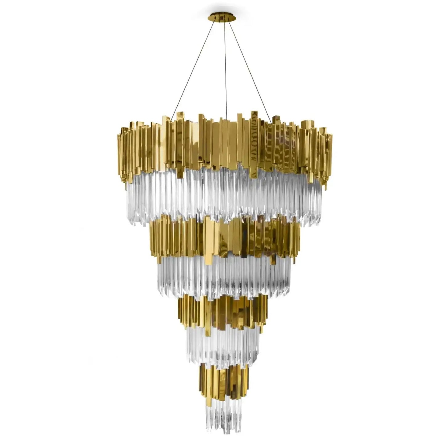 ثريا كريستال إمباير من Rylight ذات 4 طبقات بلمسة نهائية من النحاس/الكروم